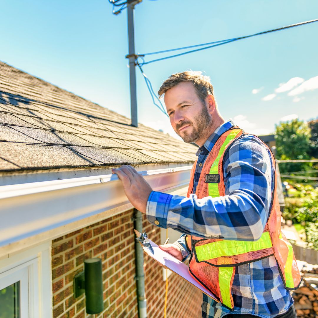 a man inspecting a roof