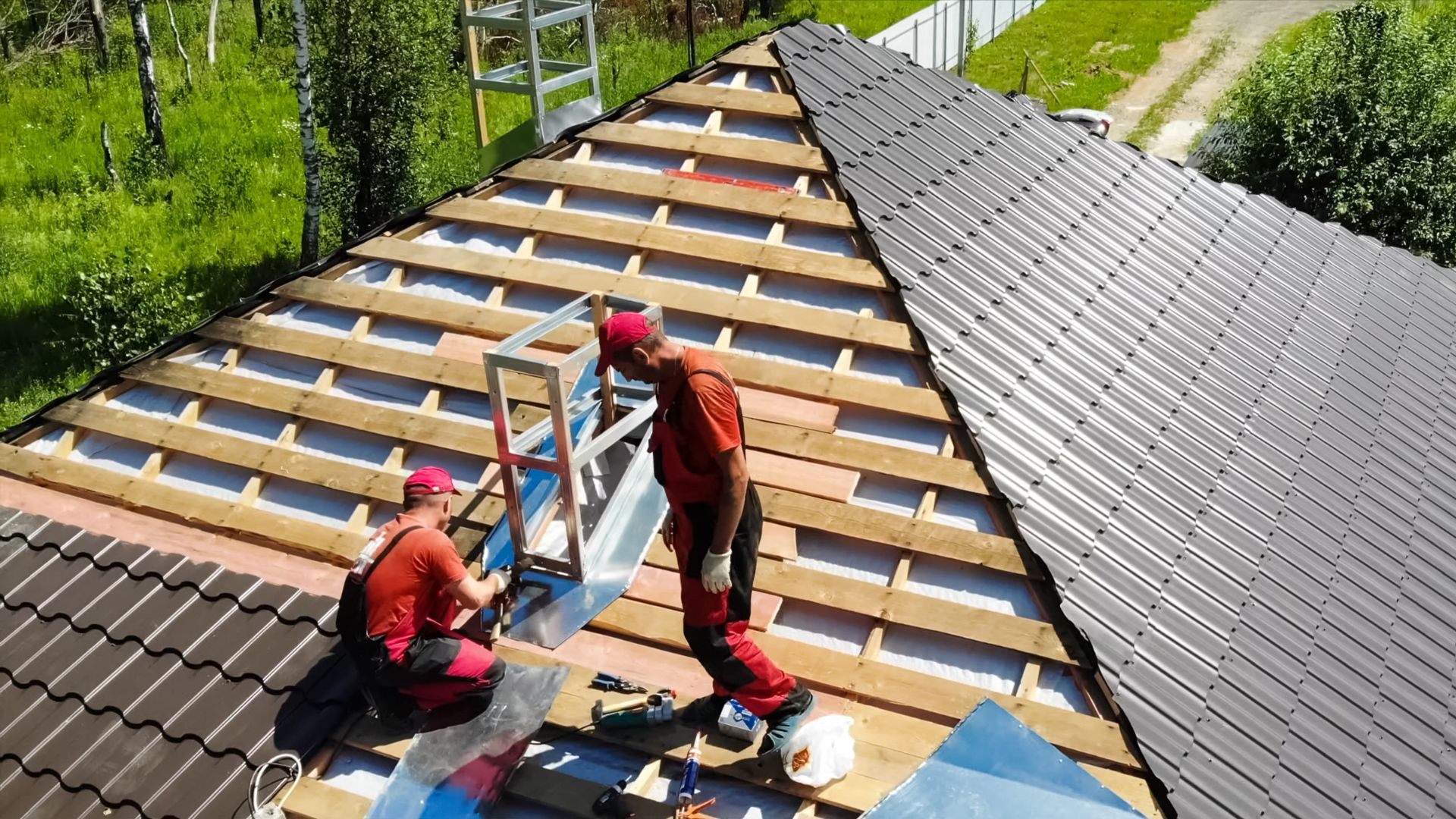 a roof being repaired