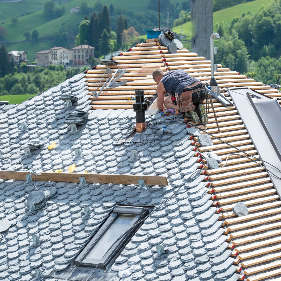 a roof being build